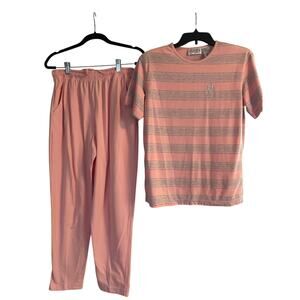 VGUC Vintage Jaclyn Smith Sport 2 Piece Lounge Set Pants/Top Peach Size Small